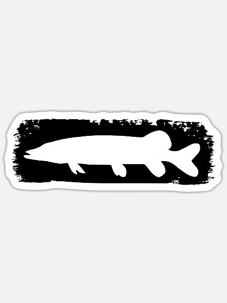 Hecht im Farbstrich - schwarz - Sticker Größe S (10 x 10 cm) - Mattweiß