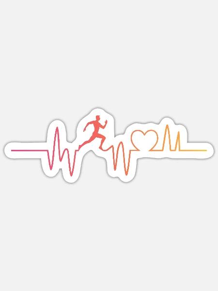 Laufen Joggen Herzschlag running - Sticker Größe S (10 x 10 cm) - Mattweiß