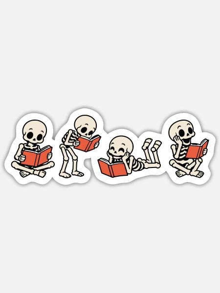Büchergestützte Skelette-Lesebücher - Sticker Größe S (10 x 10 cm) - Mattweiß