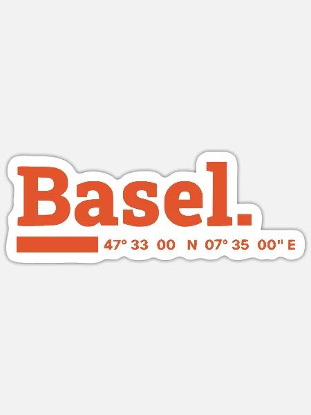 Basel Koordinaten - Sticker Größe S (10 x 10 cm) - Mattweiß