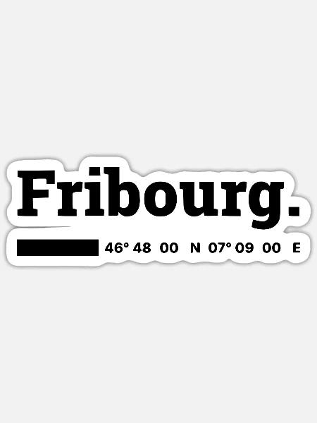 Fribourg Koordinaten - Sticker Größe S (10 x 10 cm) - Mattweiß