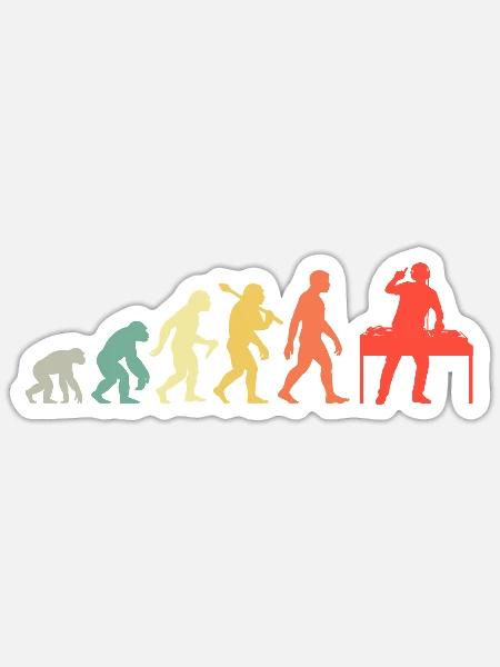 DJ Evolution Deejay Disc-Jockey Mischpult + Venyl - Sticker Größe S (10 x 10 cm) - Mattweiß