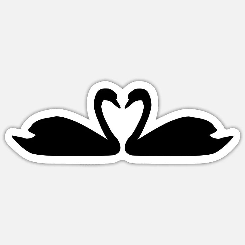 Schwäne - Sticker Größe S (10 x 10 cm) - Mattweiß