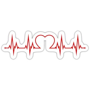 Herzschlag EKG  - Sticker Größe S (10 x 10 cm) - Mattweiß - Vorne