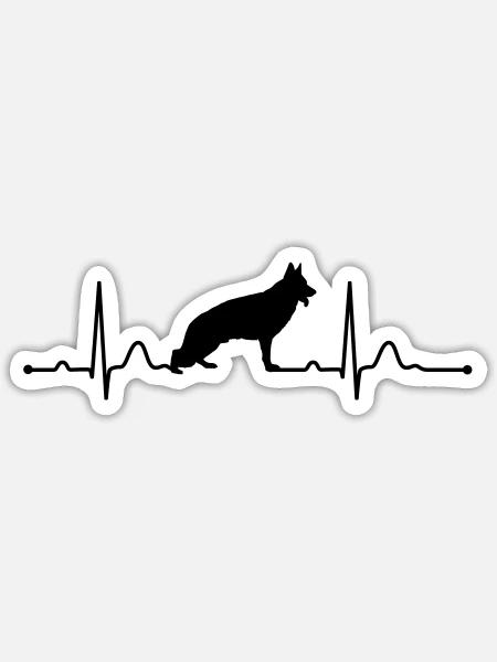 DEUTSCHER SCHÄFERHUND Herzschlag heartbeat - Sticker Größe S (10 x 10 cm) - Mattweiß