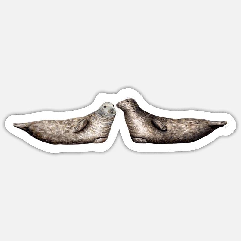 Phoque gris - Les phoques gris - gris Phoques - Sticker taille S (10 x 10 cm) - blanc mat