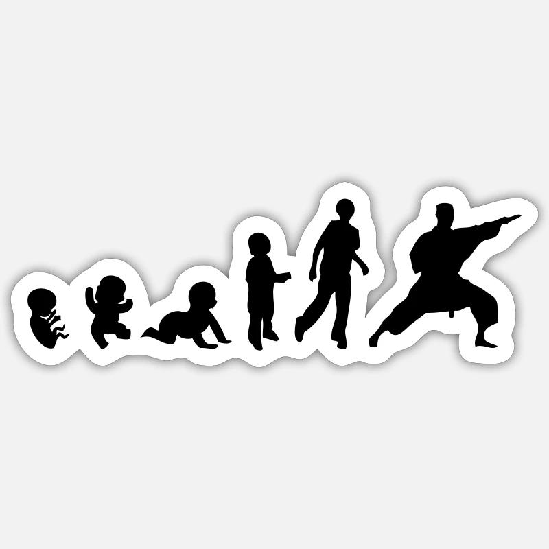 Evolution Mensch Männer Sport Karate Sticker Größe S (10 x 10 cm)