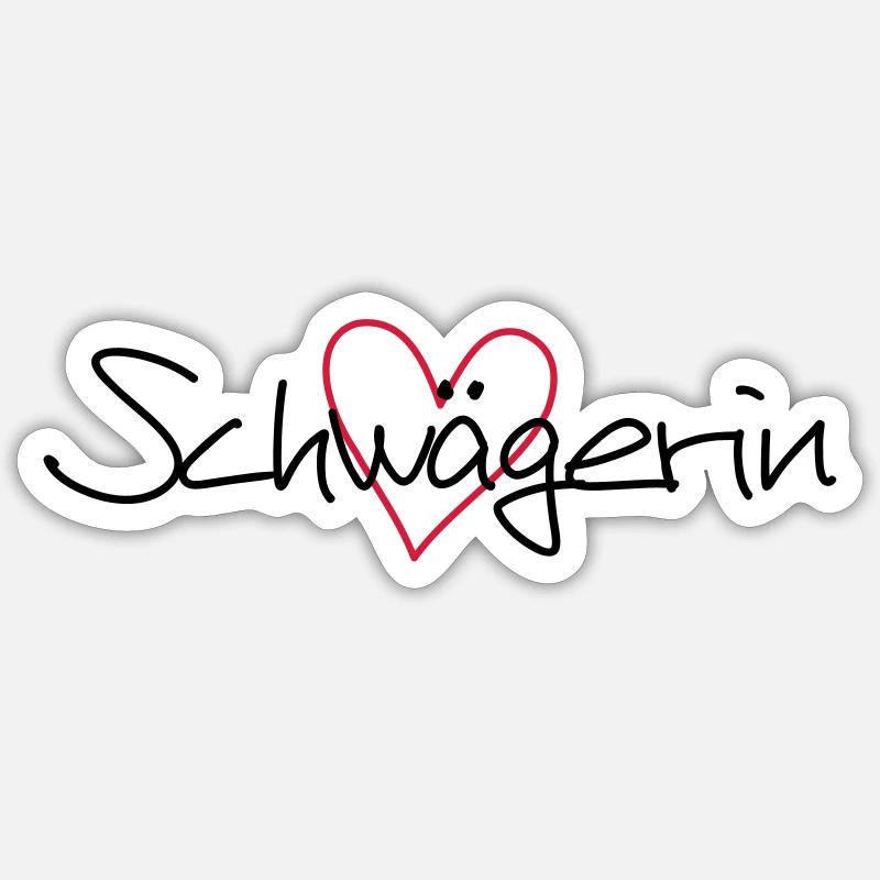 Schwägerin Herz Geschenk Junggesellenabschied - Sticker Größe S (10 x 10 cm) - Mattweiß