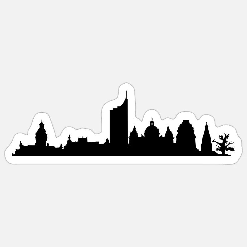 Leipzig Skyline - Sticker Größe S (10 x 10 cm) - Mattweiß