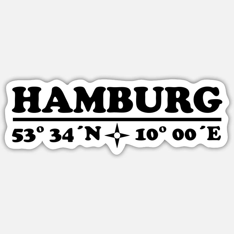 Coordonne Hambourg 1c Longitude Latitude Sticker taille S (10 x 10 cm)