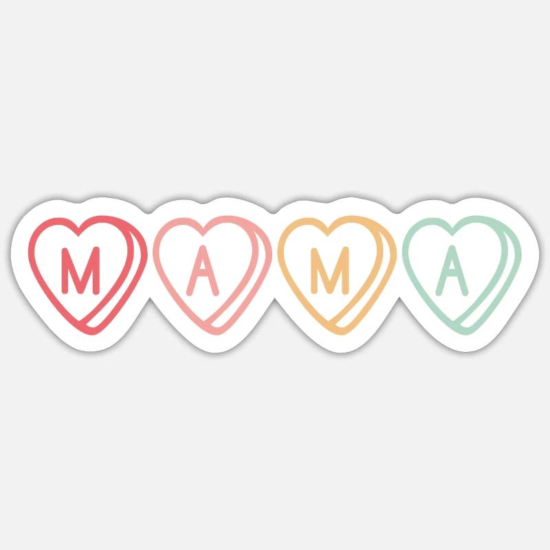 Mama Herzchen M-A-M-A ! Geschenkidee - Sticker Größe S (10 x 10 cm) - Mattweiß