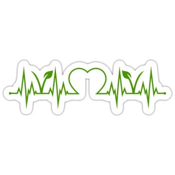 Vegan Vegetarisch Herzschlag  - Sticker Größe S (10 x 10 cm) - Mattweiß - Vorne