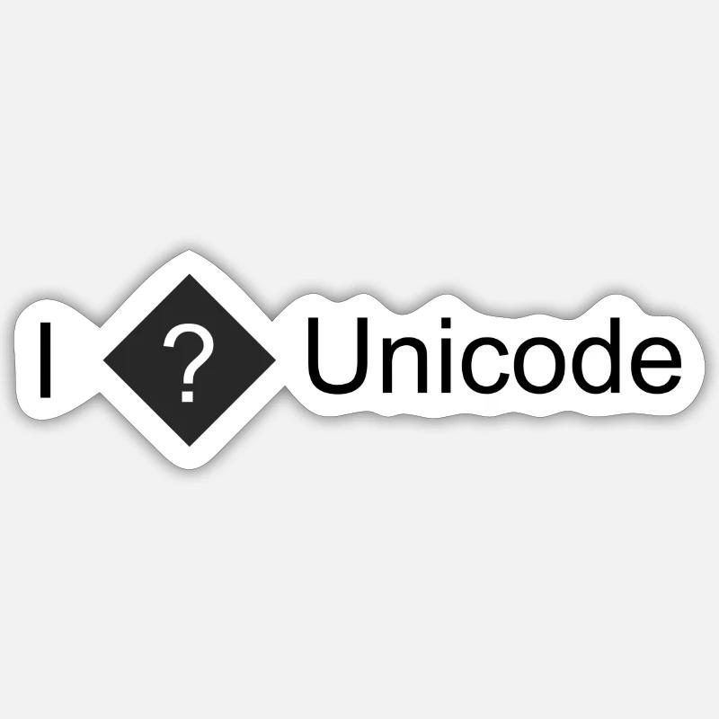 J'aime Unicode - Funny Shirt - Sticker taille S (10 x 10 cm) - blanc mat