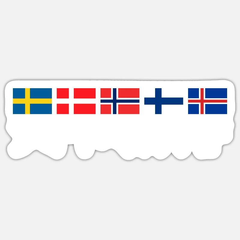 SCANDINAVIA - runic writing flags Scandinavia - Sticker size S (10 x 10 cm) - white matte