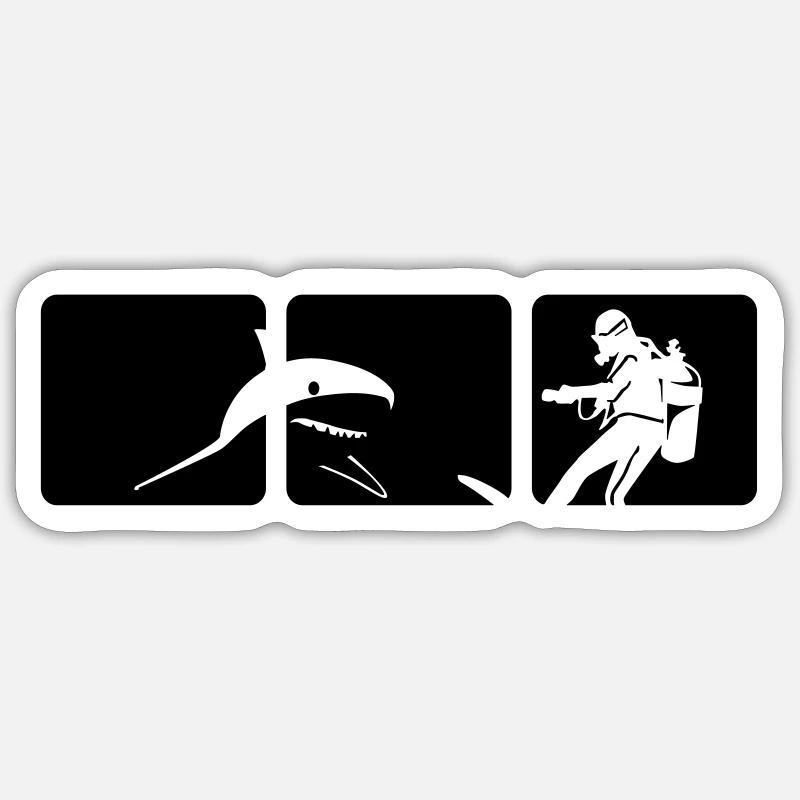 shark dive - Sticker Größe S (10 x 10 cm) - Mattweiß