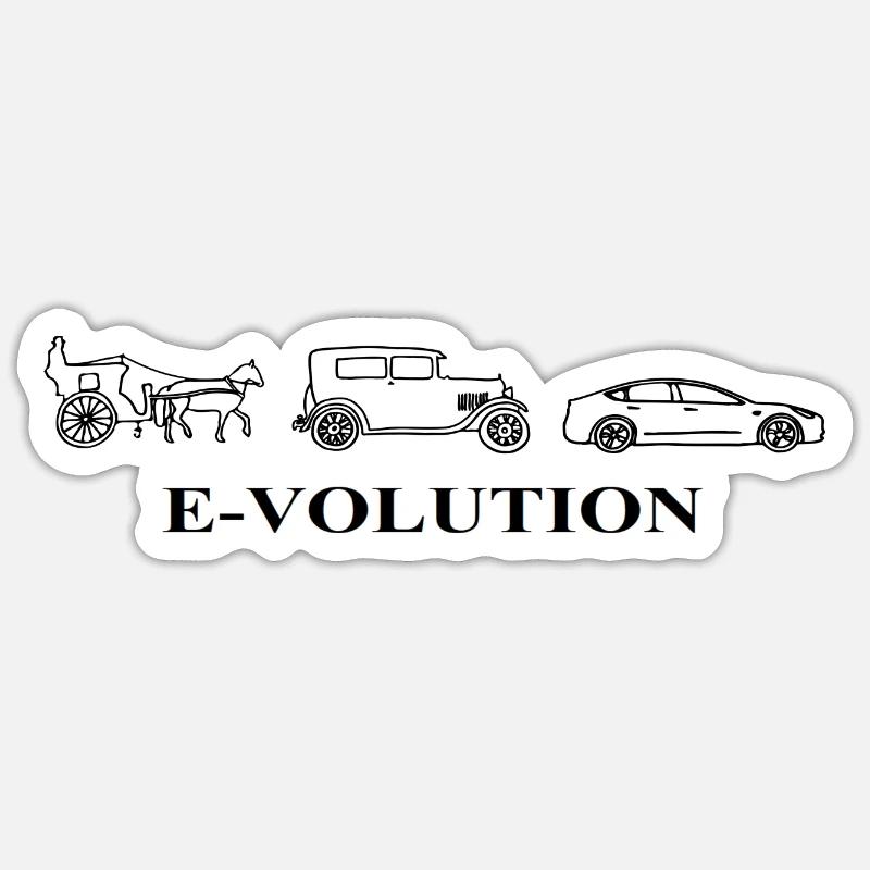 E-Volution Auto Evolution - Sticker Größe S (10 x 10 cm) - Mattweiß
