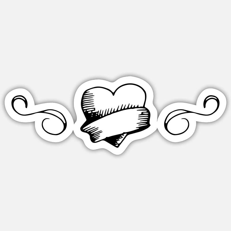 Herz, Liebe, Monogramm, Schnörkel Sticker Größe S (10 x 10 cm)