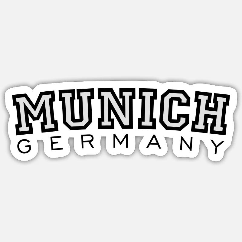 Munich Germany (Schwarz/Weiß) München - Sticker Größe S (10 x 10 cm) - Mattweiß