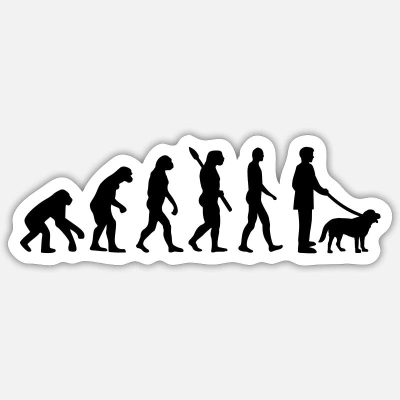 Evolution Hund - Sticker Größe S (10 x 10 cm) - Mattweiß