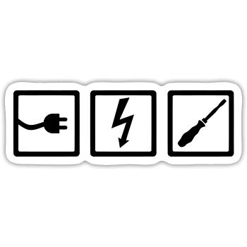 Électricien - Sticker taille S (10 x 10 cm) - blanc mat - Devant