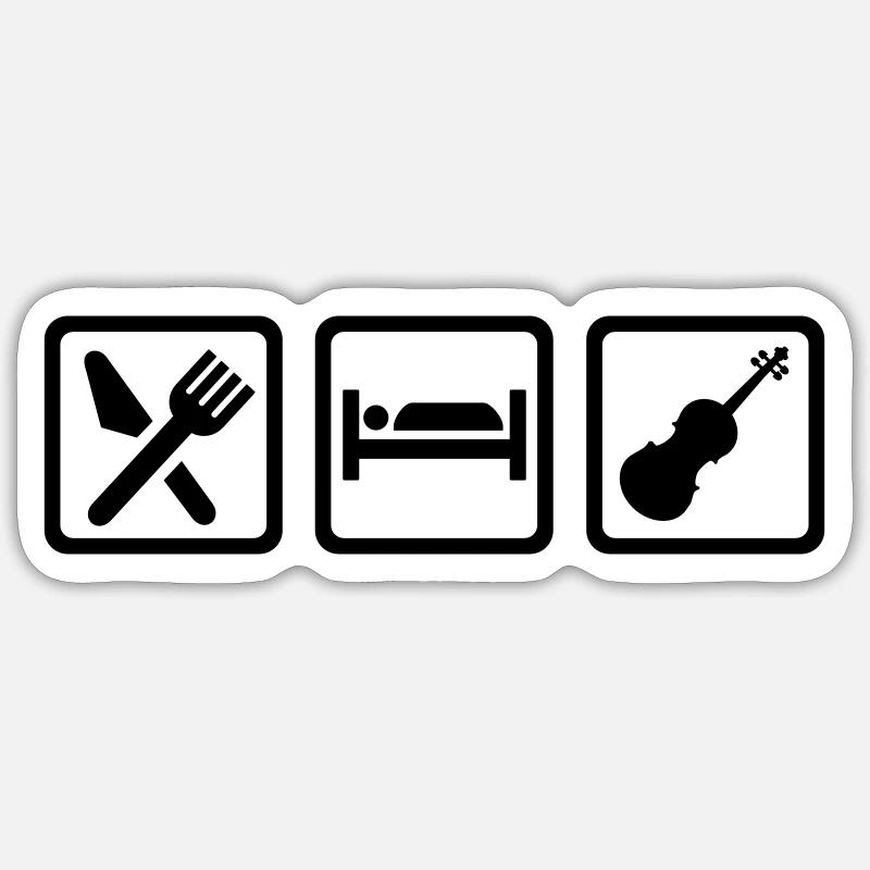 Eat Sleep Violon - Sticker taille S (10 x 10 cm) - blanc mat