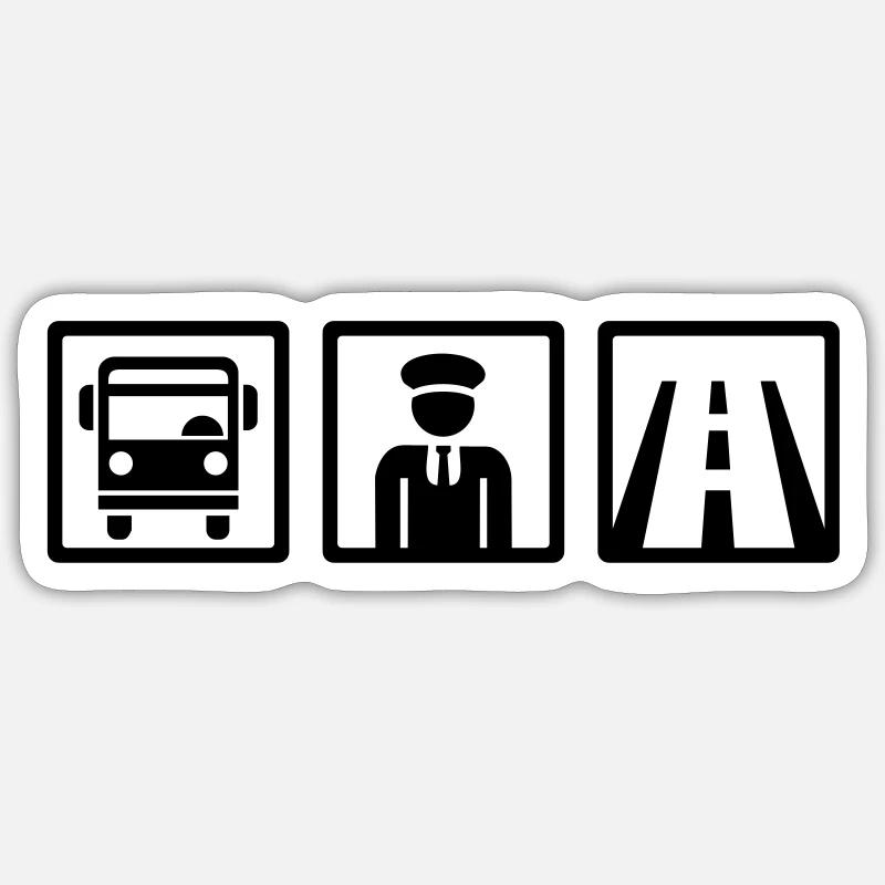 Busfahrer - Sticker Größe S (10 x 10 cm) - Mattweiß
