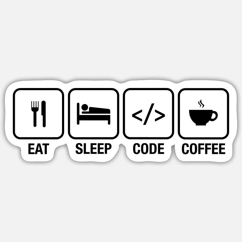 Geek - Eat, Sleep, Code, Coffee - Sticker Größe S (10 x 10 cm) - Mattweiß
