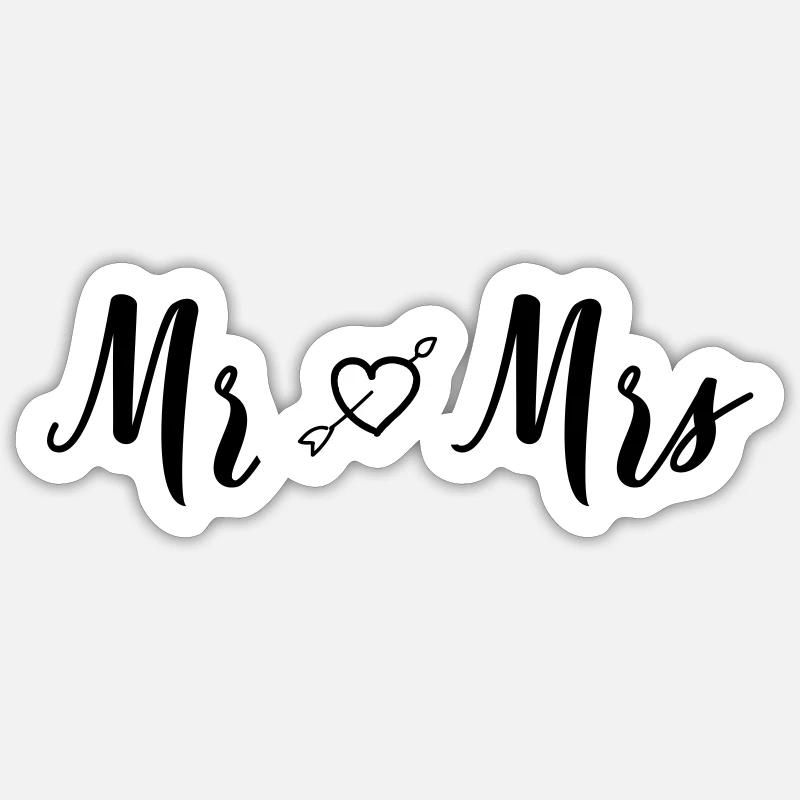 mr_mrs_heart - Sticker taille S (10 x 10 cm) - blanc mat