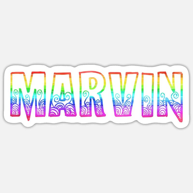 marvin rs rainbow - Sticker taille S (10 x 10 cm) - blanc mat