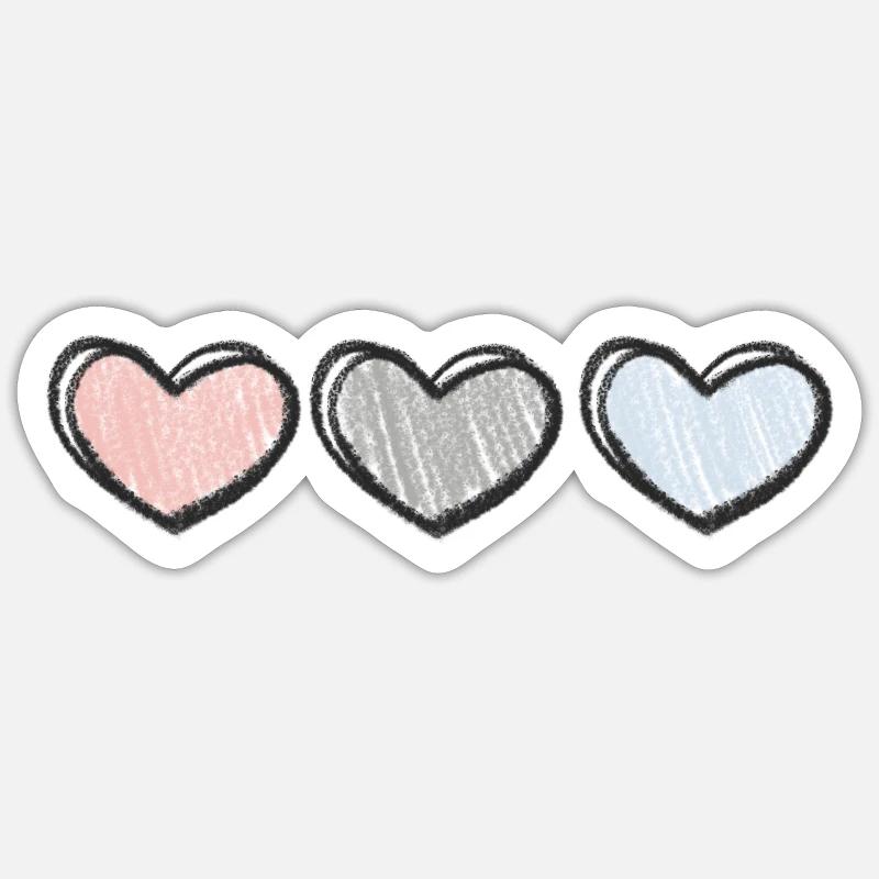 Cœurs - Sticker taille S (10 x 10 cm) - blanc mat