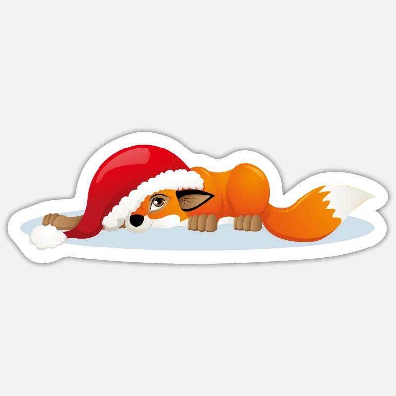 Renard de Noël Sticker taille S (10 x 10 cm)
