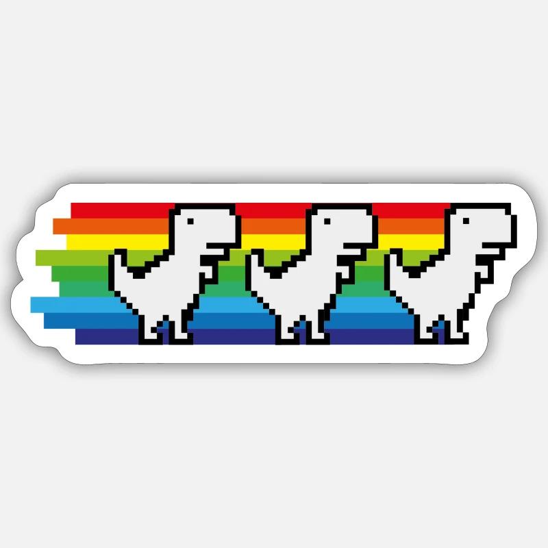 Chrome Dino Dance - Sticker taille S (10 x 10 cm) - blanc mat