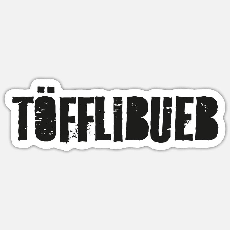 Schweizerdeutsch Töfflibueb Schwarz - Sticker Größe S (10 x 10 cm) - Mattweiß