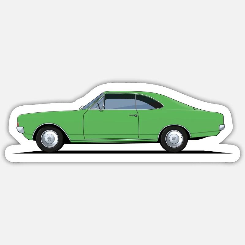 Auto Oldtimer Rekord C Coupe grün - Sticker Größe S (10 x 10 cm) - Mattweiß
