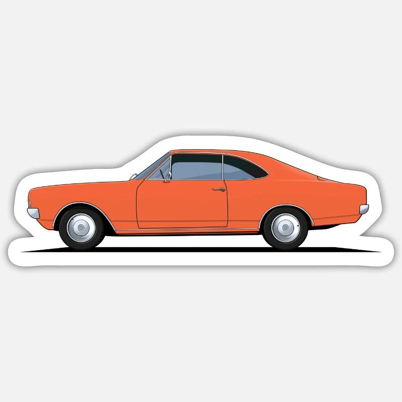 Voiture oldtimer Rekord C Coupé orange - Sticker taille S (10 x 10 cm) - blanc mat