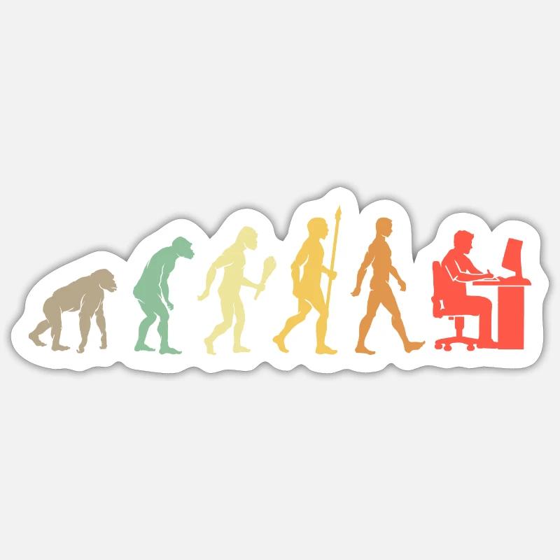 Vintage Computer Grafiker Evolution Geschenkidee Sticker Größe S (10 x 10 cm)