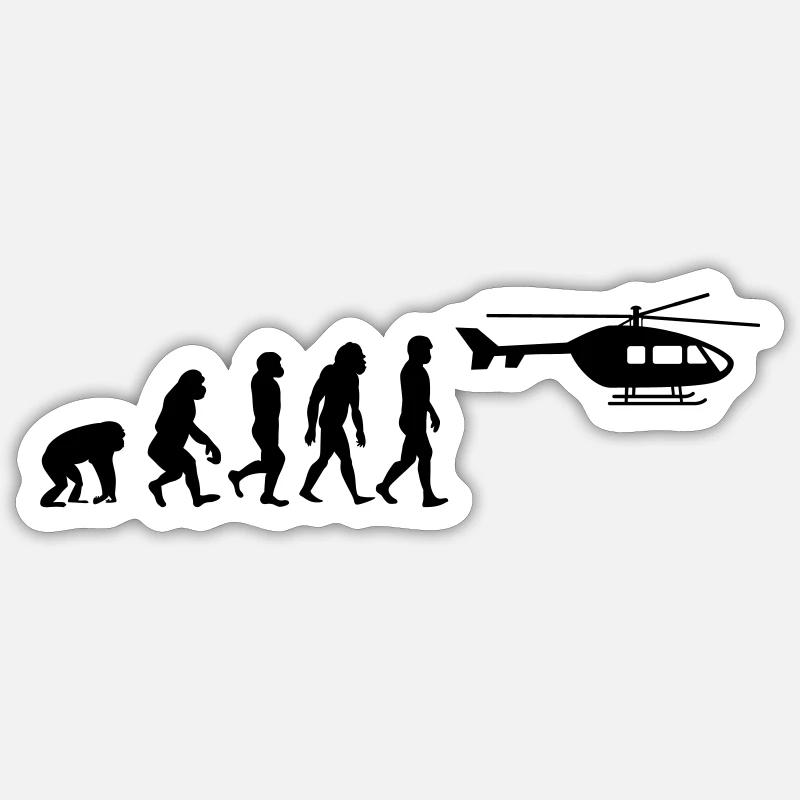 Helicopter Pilot Evolution Stone Age Sticker size S (10 x 10 cm)