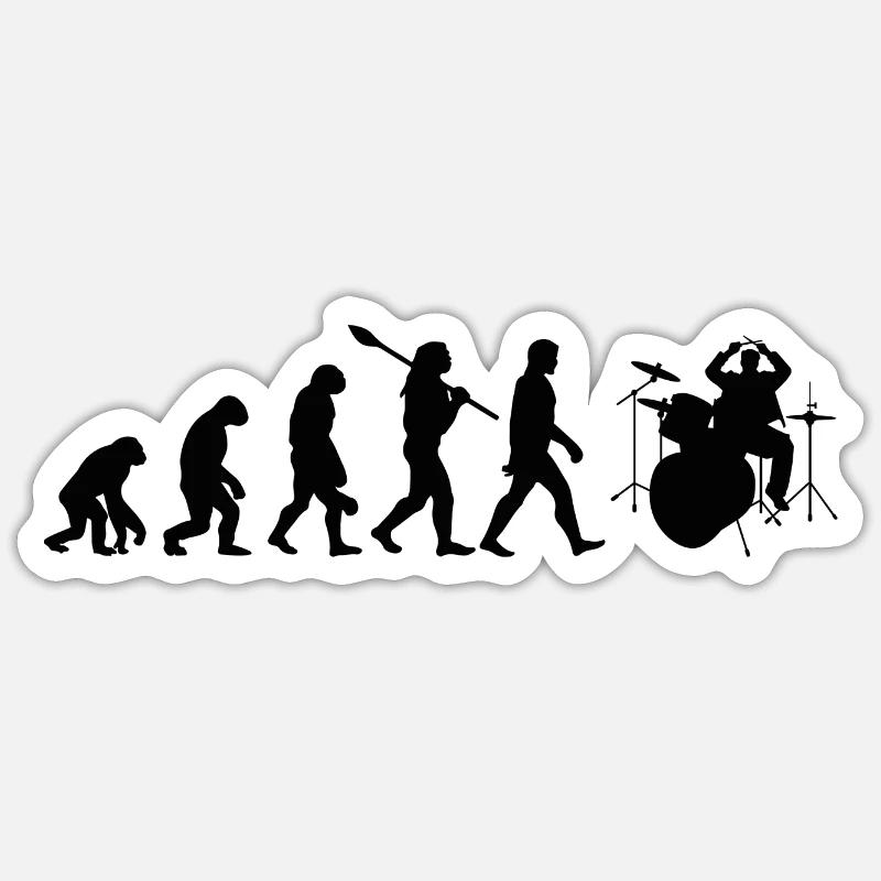 Drum evolution - Sticker size S (10 x 10 cm) - white matte