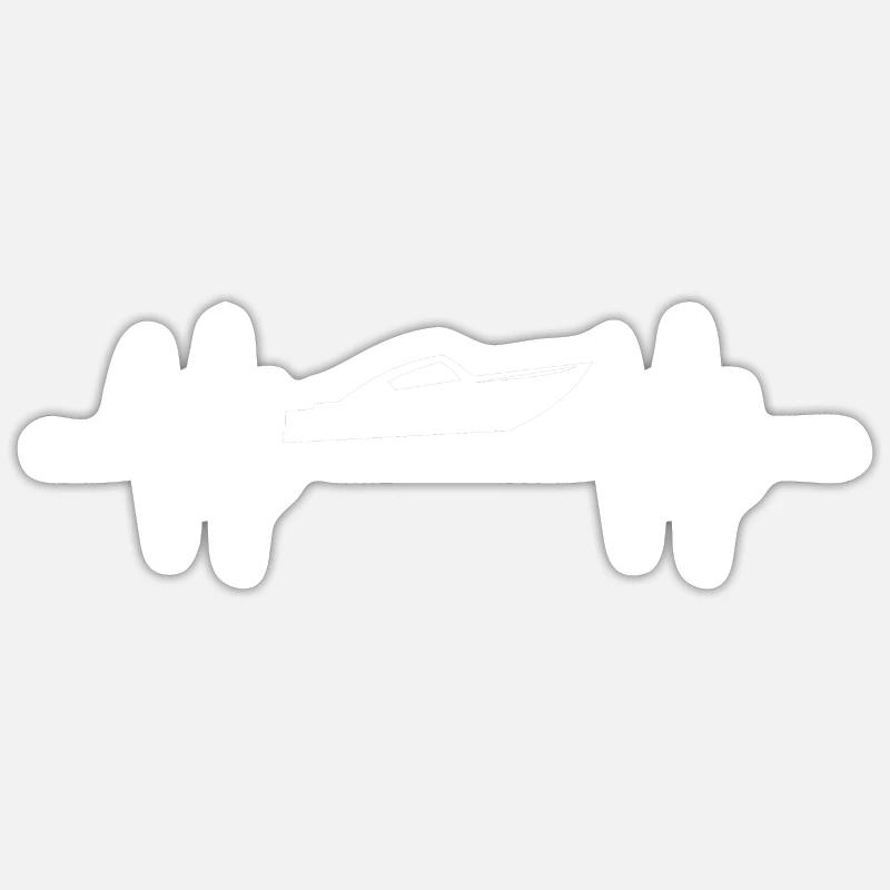 Boot Motorboot Herzschlag Heartbeat - Sticker Größe S (10 x 10 cm) - Mattweiß