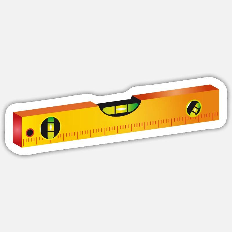 Wasserwaage,Richtwaage oder Maurerwaage - Sticker Größe S (10 x 10 cm) - Mattweiß