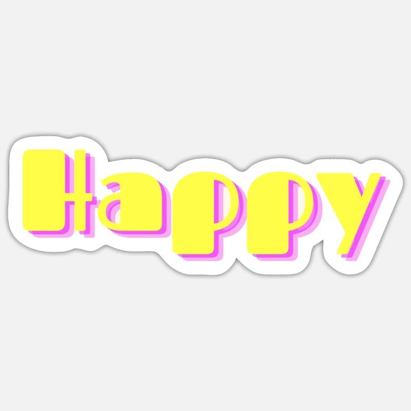Happy - Sticker taille S (10 x 10 cm) - blanc mat
