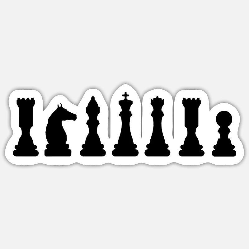 Schachfiguren Schach - Sticker Größe S (10 x 10 cm) - Mattweiß