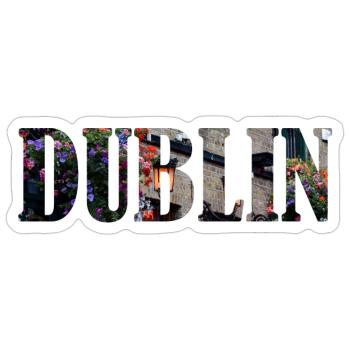 Lettrage de Dublin avec design de remplissage de photo de la ville - Sticker taille S (10 x 10 cm) - blanc mat - Devant