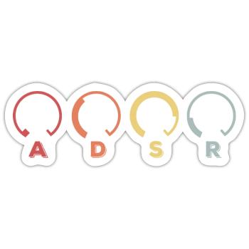 ADSR Modular Techno Festival Nerd Synthesizer - Sticker Größe S (10 x 10 cm) - Mattweiß - Vorne