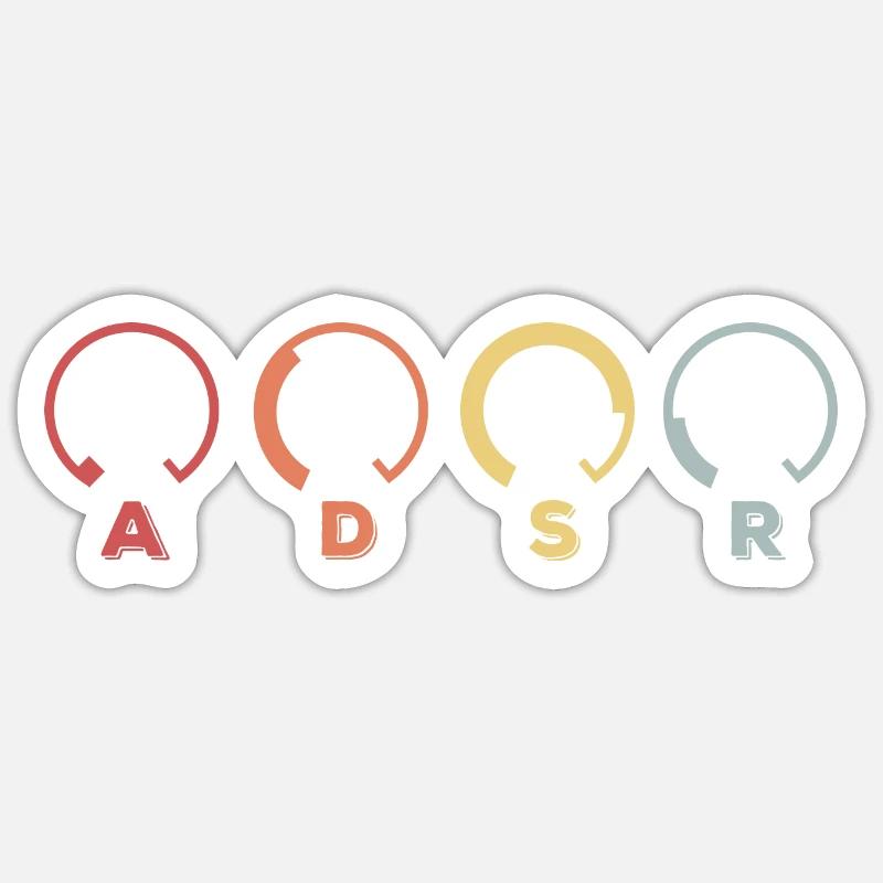 ADSR Modular Techno Festival Nerd Synthesizer - Sticker taille S (10 x 10 cm) - blanc mat