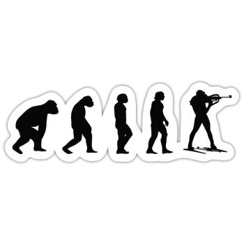 Biathlete Biathlon Gift Evolution Winter Sports - Sticker size S (10 x 10 cm) - white matte - Front