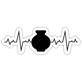 Poterie Céramique Artiste Potter Argile Battement de cœur - Sticker taille S (10 x 10 cm) - blanc mat - Devant