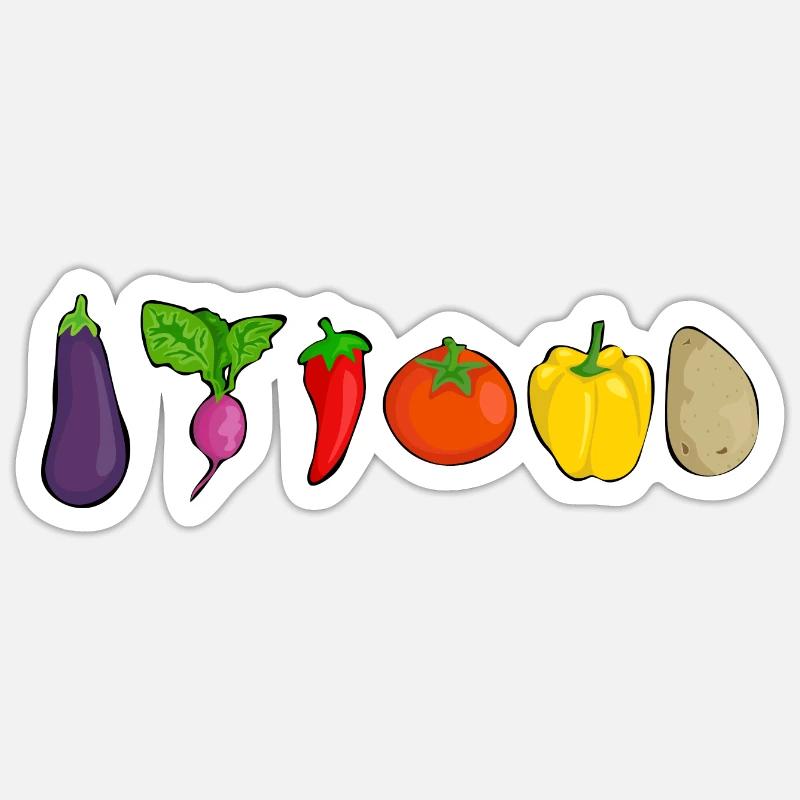 Gemüse - Sticker Größe S (10 x 10 cm) - Mattweiß