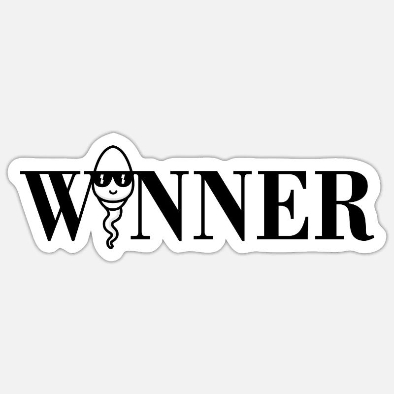 Winner spermatozoïde - Sticker taille S (10 x 10 cm) - blanc mat