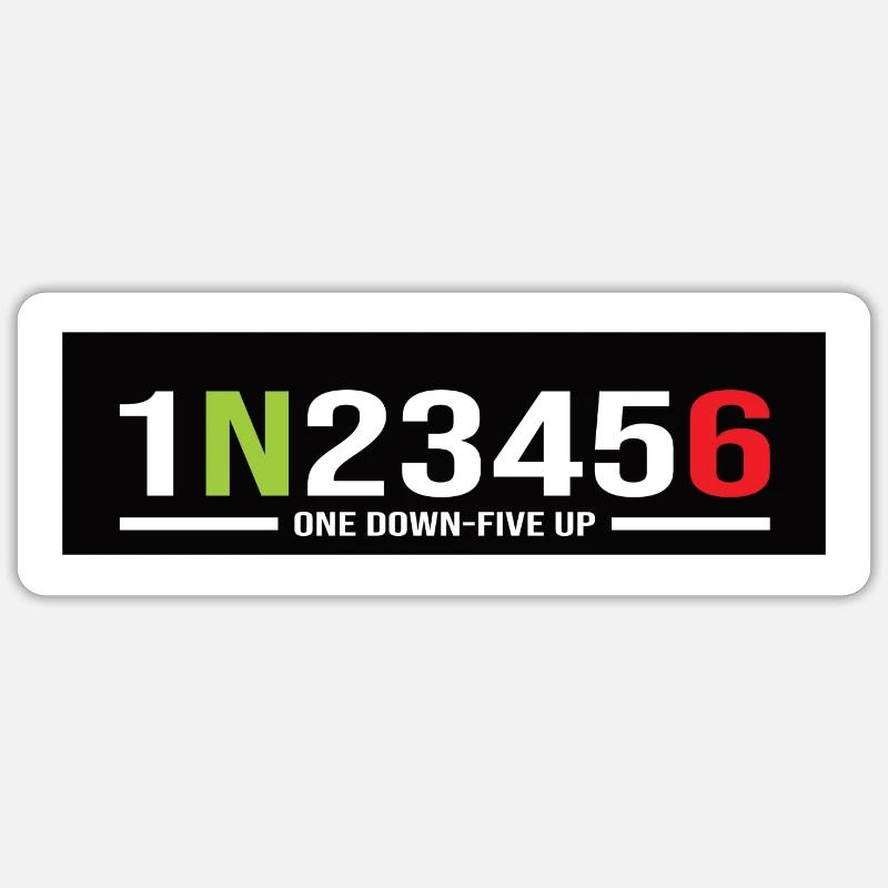 Motorrad Gänge 1N23456 One Down-Five Up - Sticker Größe S (10 x 10 cm) - Mattweiß